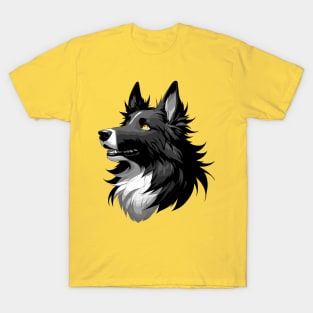 Stunning and Cool Belgian Sheepdog Monochrome and Gold Portrait for Father's Day T-Shirt